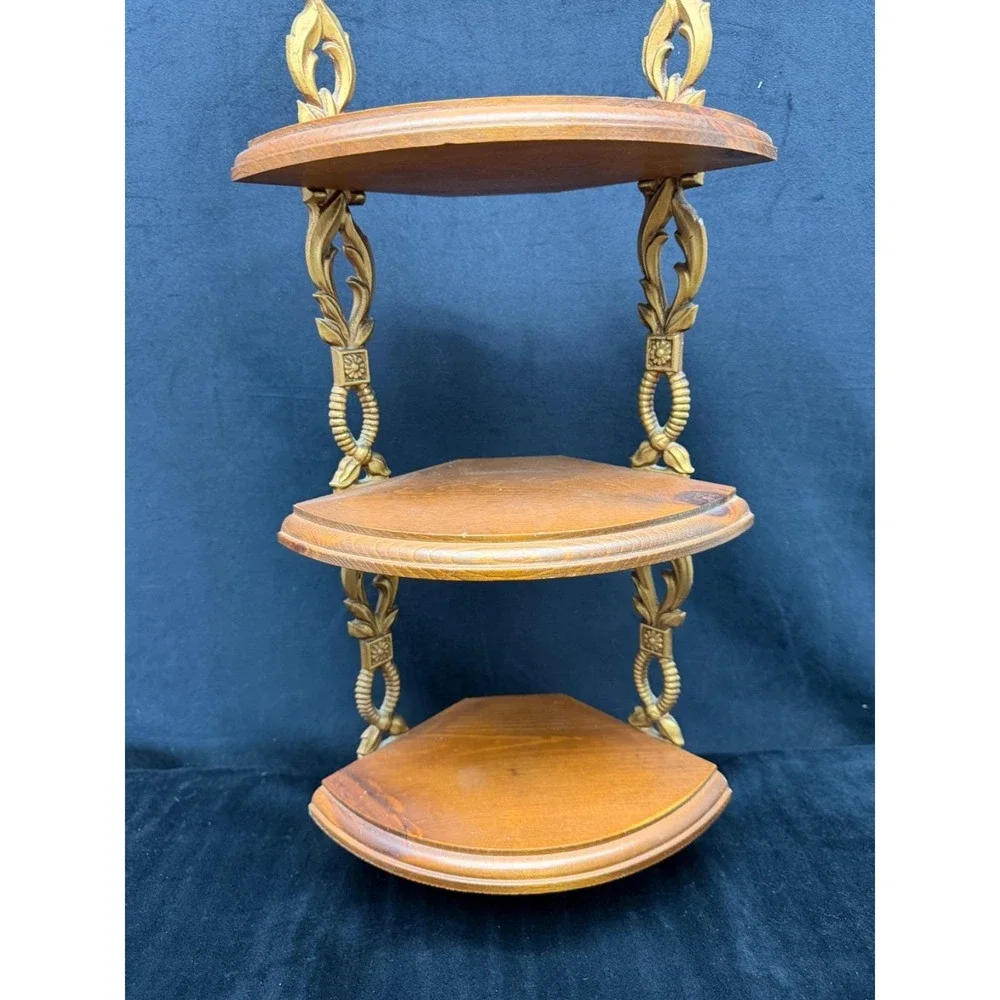 Vintage Sexton 3 Tier Corner Wall Mount Shelf Filagree Cottage Core 20